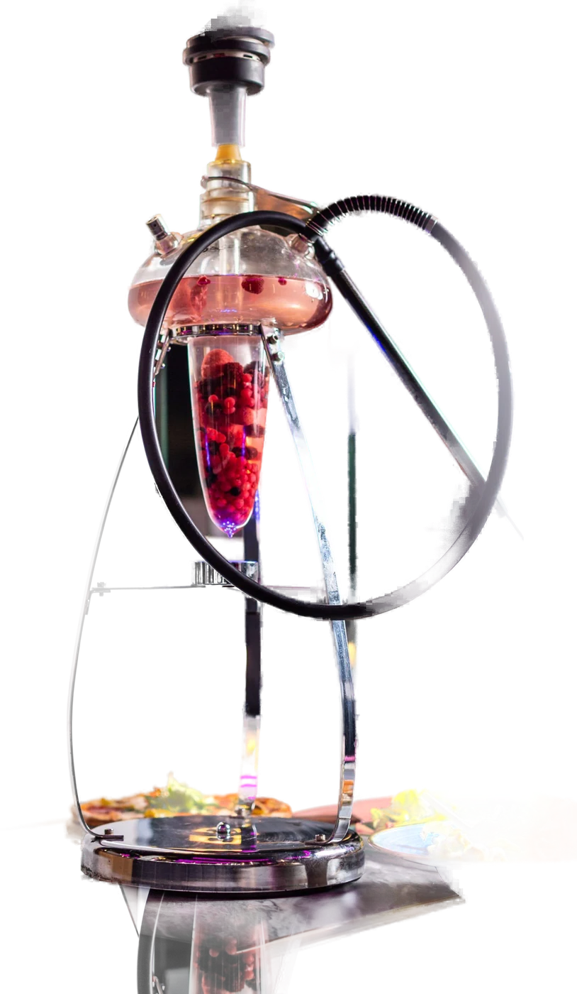The UFO Shisha: glass globe with berries, glass cone and chrome ring
